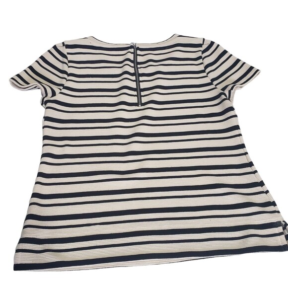 Banana Republic Top Short-Sleeved Medium Beige and Black Stripes Polyester Rayon - Picture 2 of 13
